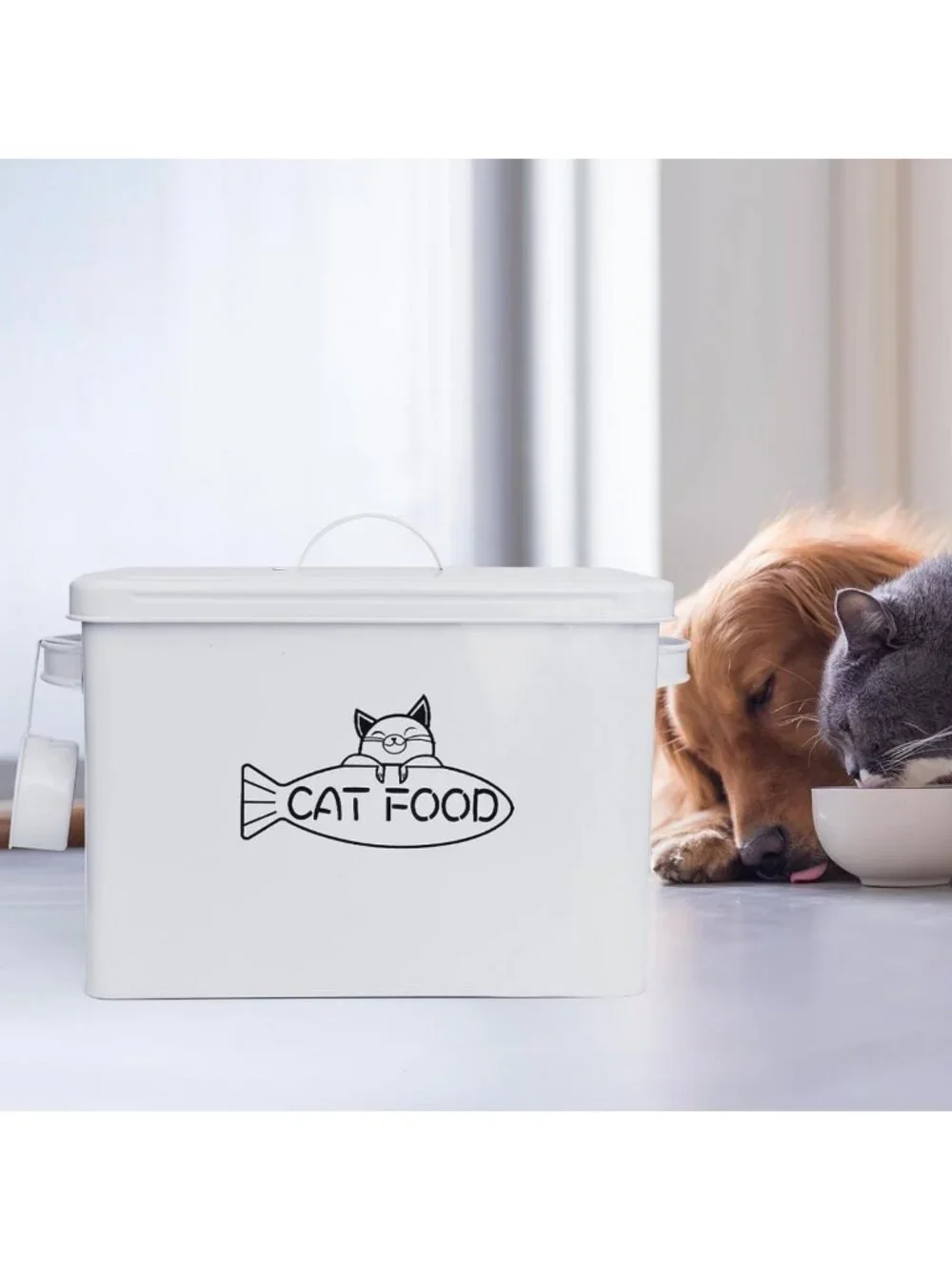 Large Airtight Pet Food Storage Container with Lid & Scoop - Farmhouse Style